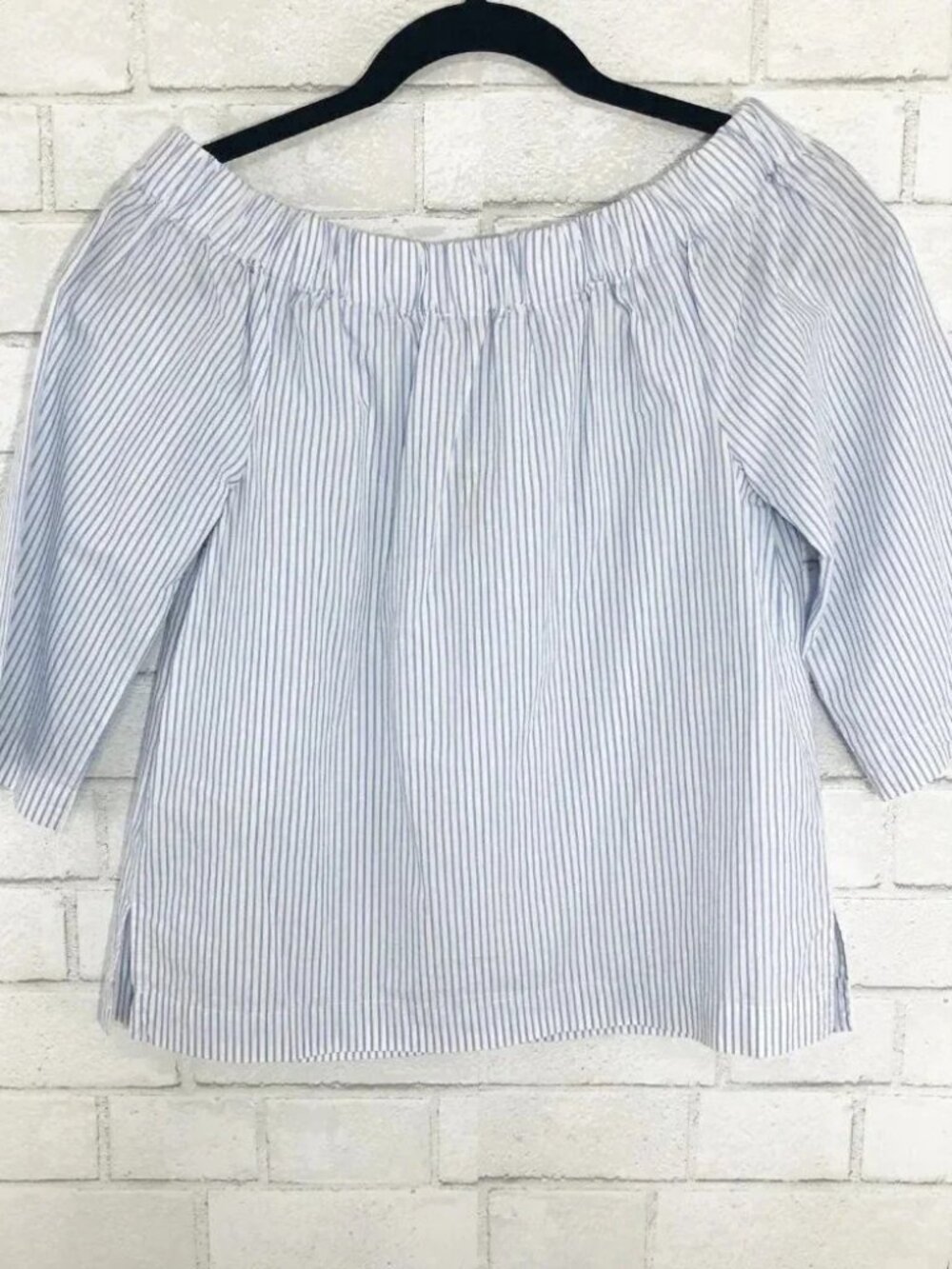 NWT Madewell Blue & White Off the Shoulder Shirt, XXS